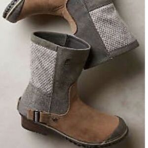 Sorel Slimshortie Waterproof Leather Boots – Quarry / Fossil Grey